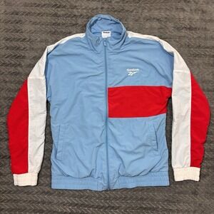 Reebok Men Size M Full Zip Windbreaker Jacket Vintage Style Color Block